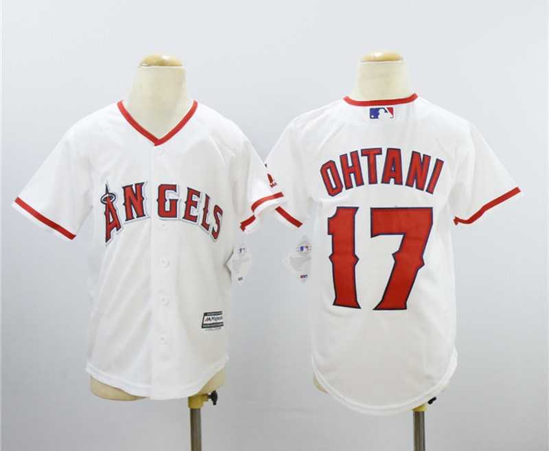 Youth Angels 17 Shohei Ohtani White Cool Base Baseball Jerseys